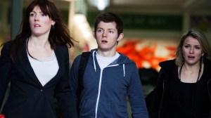 Kate (left) as Nicole in Horizon, with Simon Pearce as Dan and Alicia Ancel as Chloe.